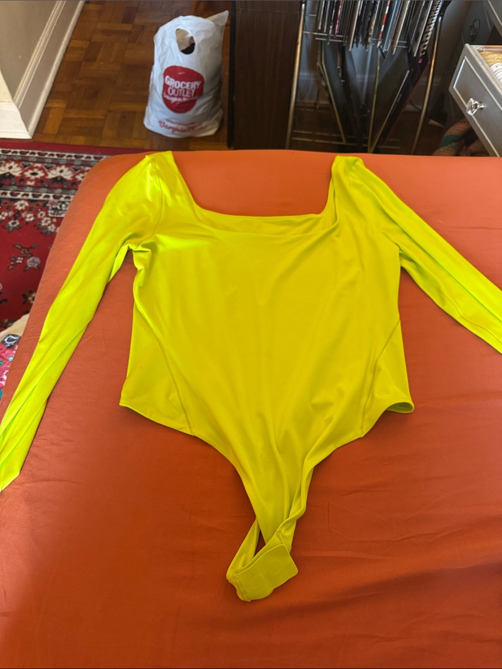 Neon Yellow Long-Sleeve Womens One-Piece Bodysuit Lululemon